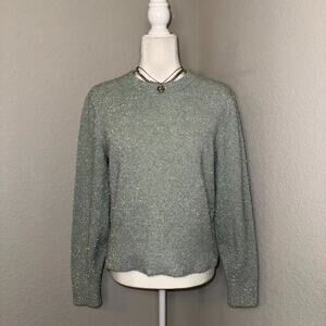 Old Navy Eyelash Shine Sweater Women’s Medium Green Long Sleeve Pullover Casual